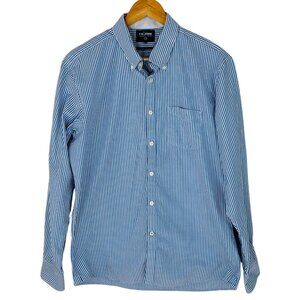 TM Lewin Men's Size L Striped Button Down Collar Blue White Shirt
